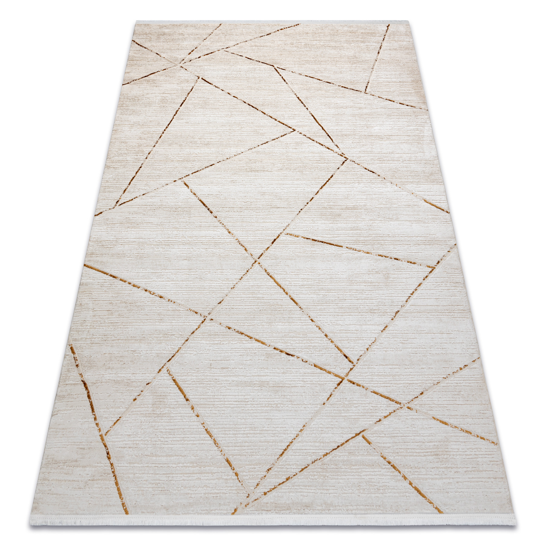 Dywan DUKE 51557 krem / złoty - Geometryczny, strukturalny, 80x150 cm