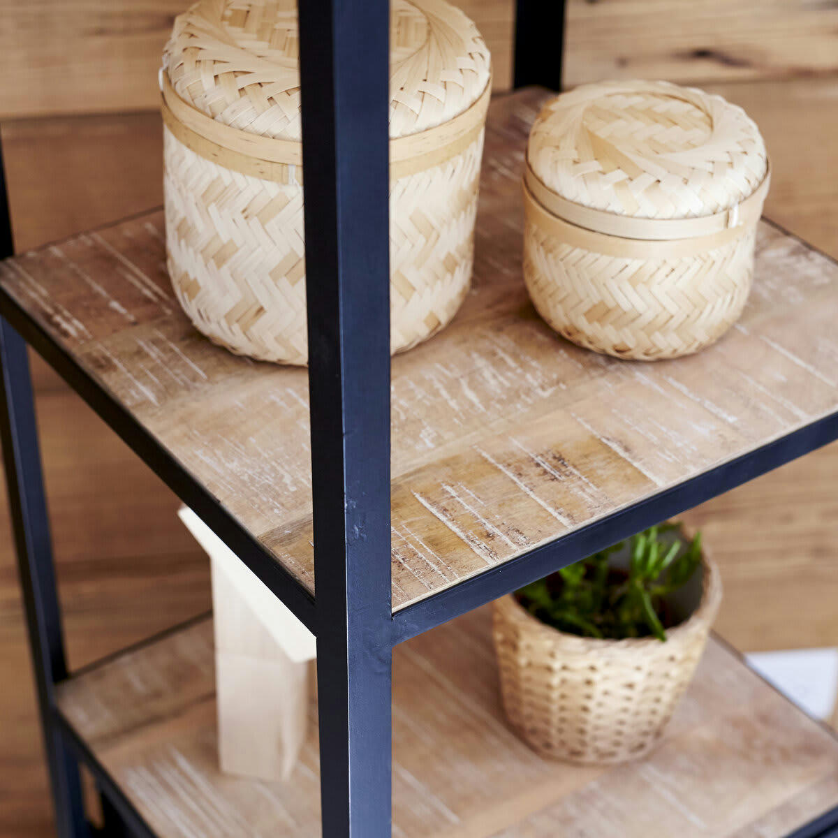 INDUSTRIEL - Colonne en manguier et métal