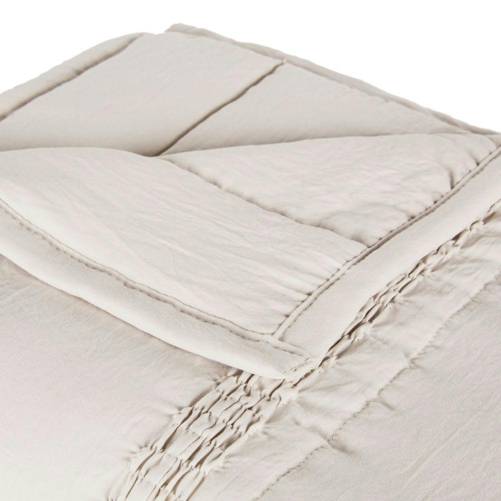 ROMIA - Plaid en coton recyclé tissé beige 240x220