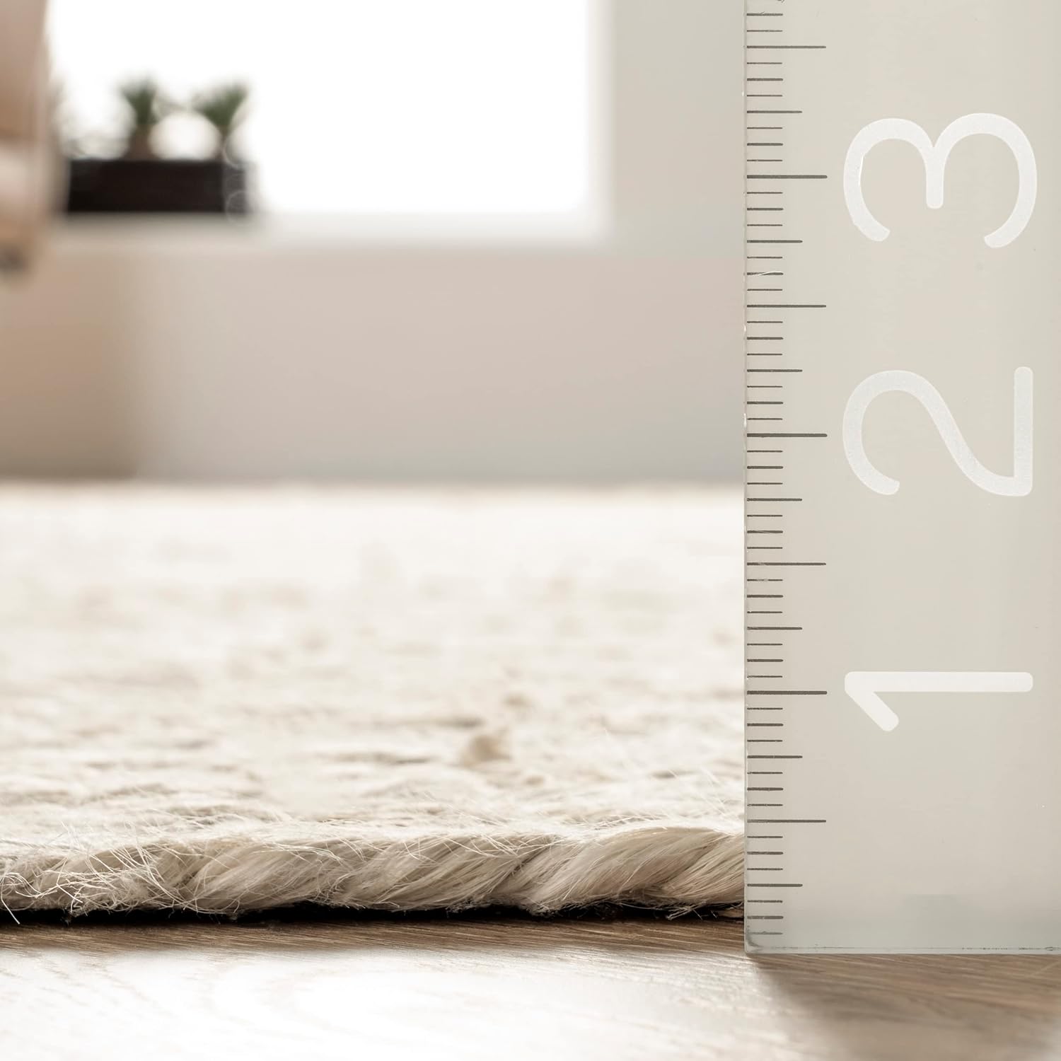 nuLOOM 8 Round Rigo Jute Hand Woven Area Rug, Off White, Solid Farmhouse Design, Natural Fiber, For Bedroom, Living Room, Dining Room, Hallway, Office, Kitchen, Entryway