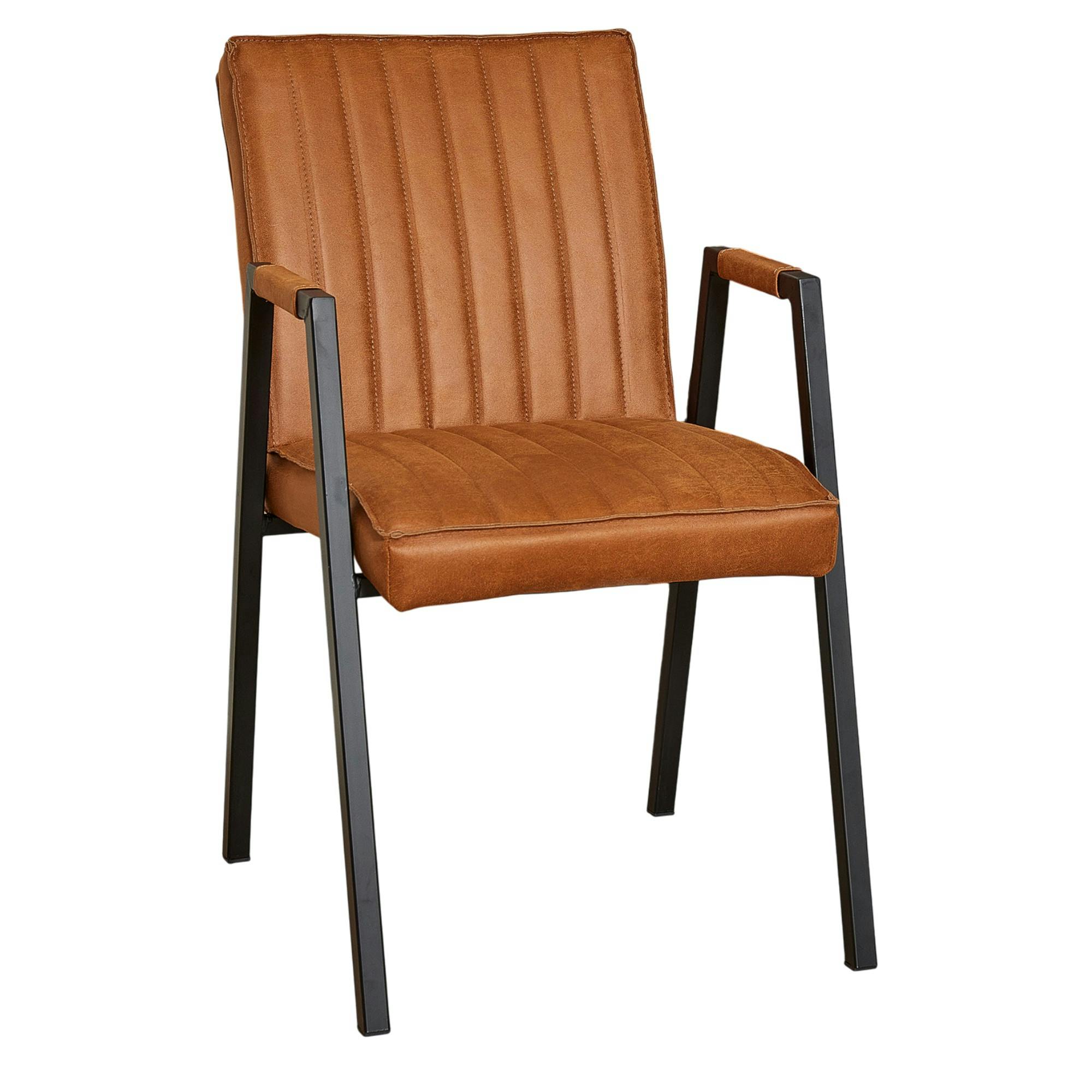 Fauteuil de table cognac à bandes (lot de 2) CORTINA