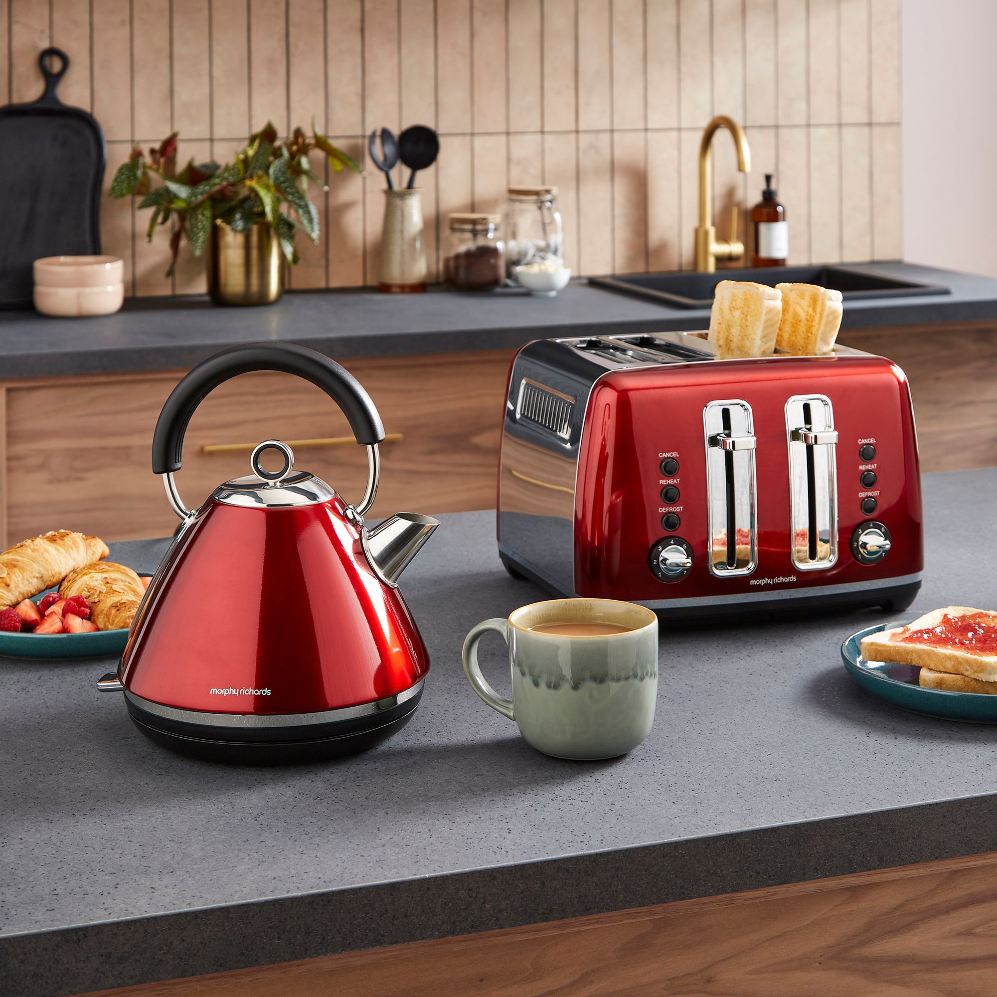 Morphy Richards Accents Metallic Kettle and Toaster Bundle