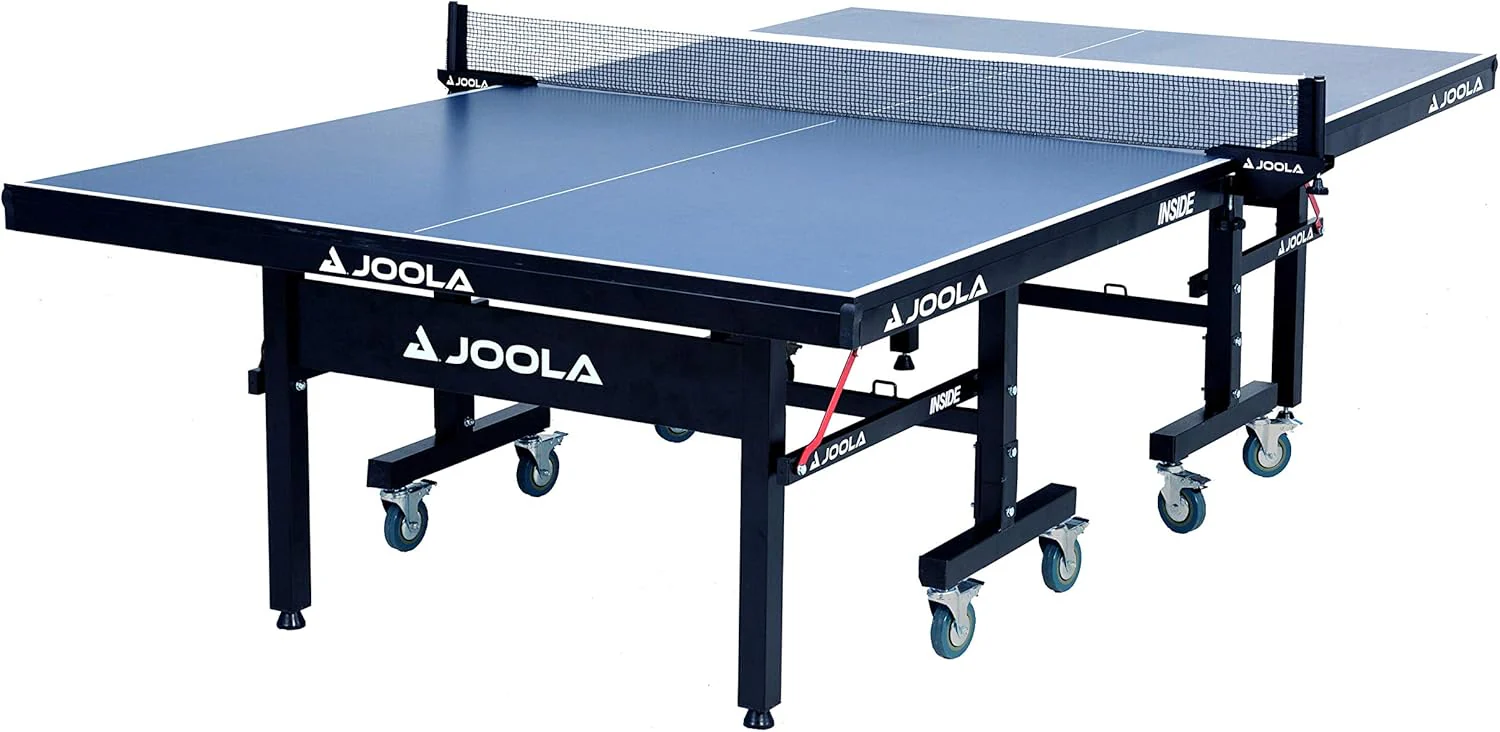 JOOLA Inside Professional MDF Indoor Ping Pong Table with Quick Clamp Table Tennis Net and Post Set - 10 Minute Easy Assembly - Tournament Quality - Foldable with Single Player Playback Mode(18mm)