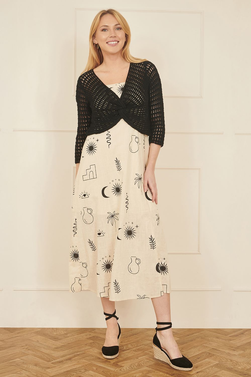 Yumi Black Crochet Cotton Twisted Bolero Top