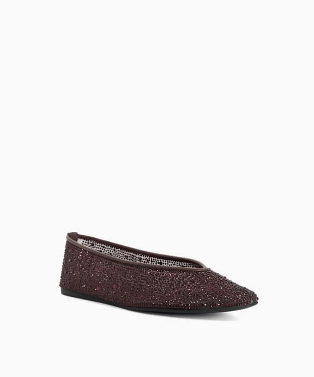 Holden Burgundy - Mesh Embellished Ballet Flats