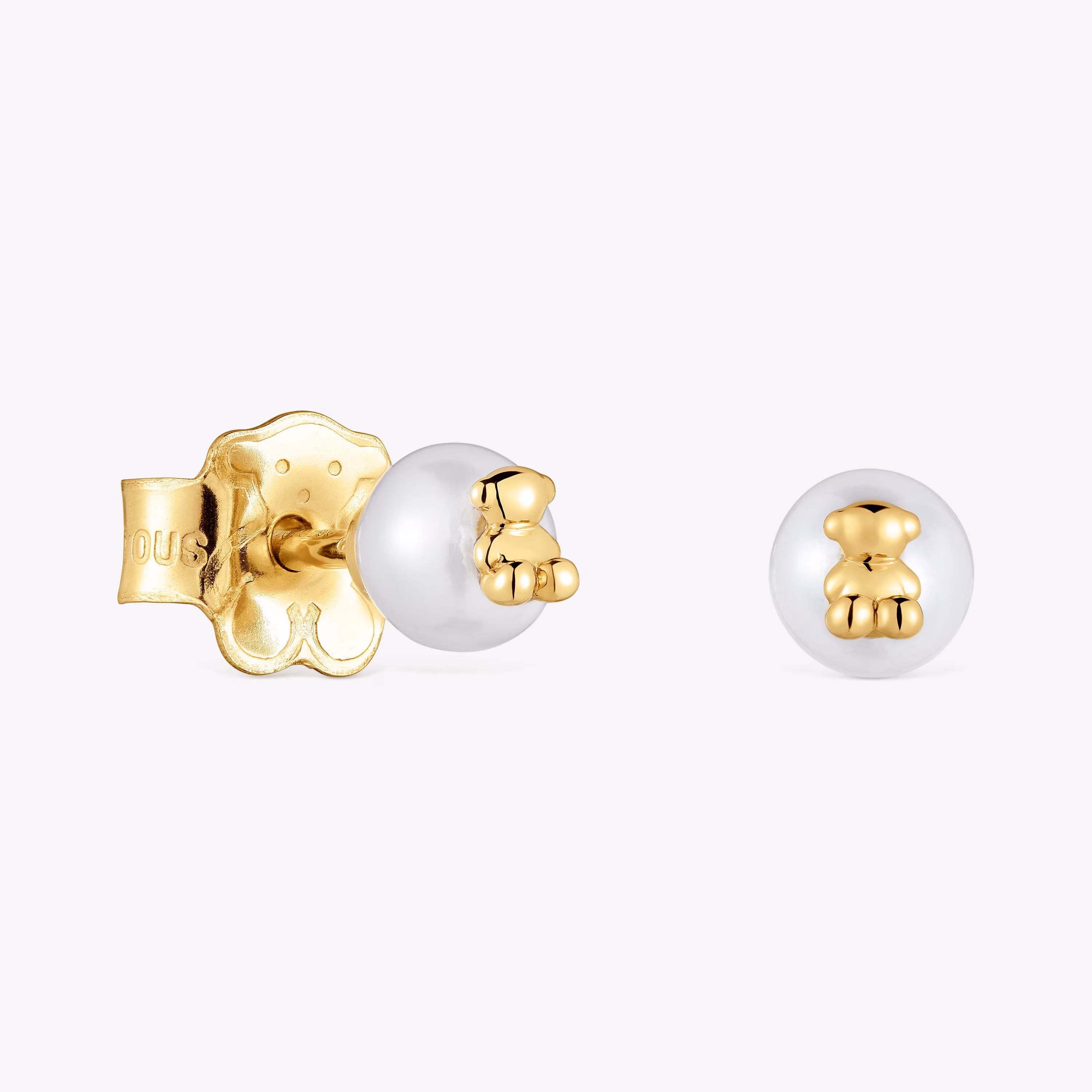 Pendientes de oro con perla y motivo oso Bold Bear