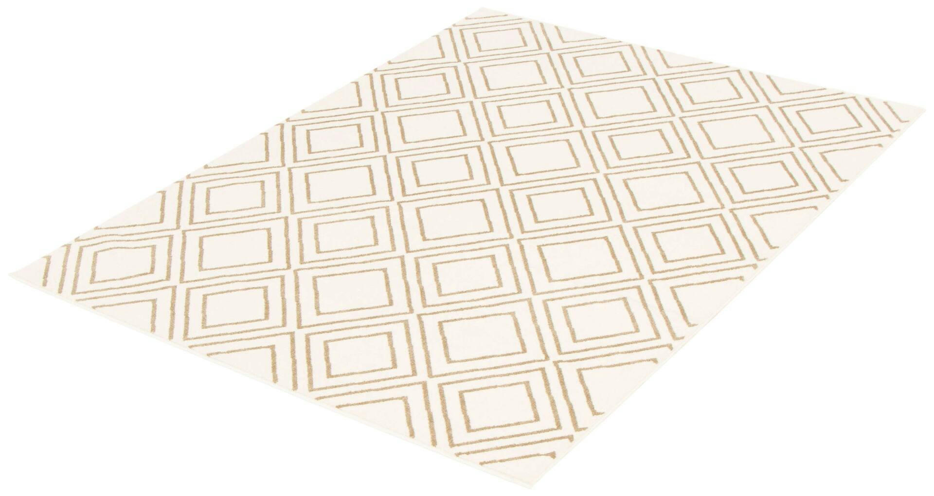 ECARPET Macy Geod Indoor Geometric Area Rug, White/Tan, Assorted Sizes