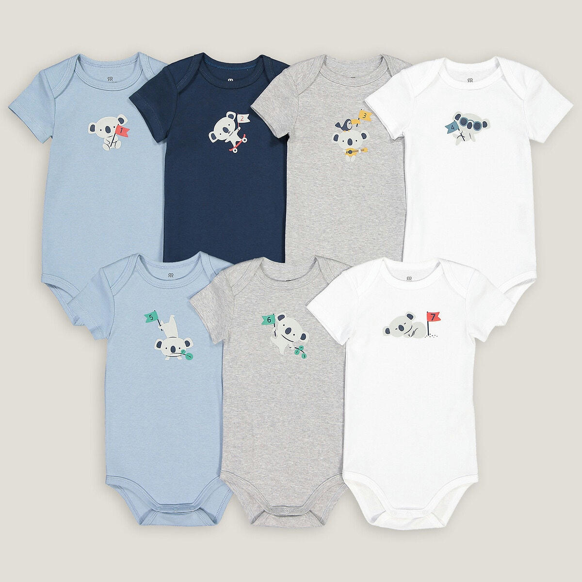 Lot de 7 bodies manches courtes en coton