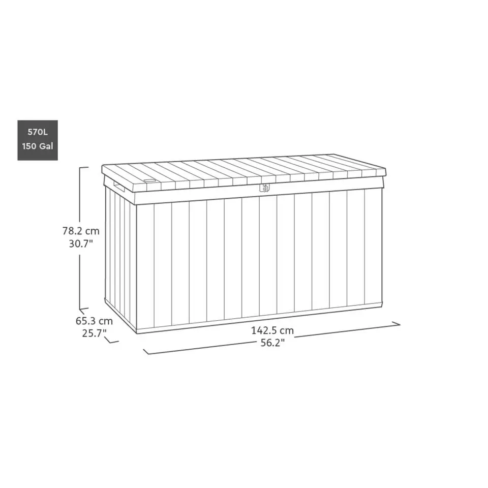 Keter Darwin Opbergbox - 570L - 142.5x65.5x78.2cm - Grijs