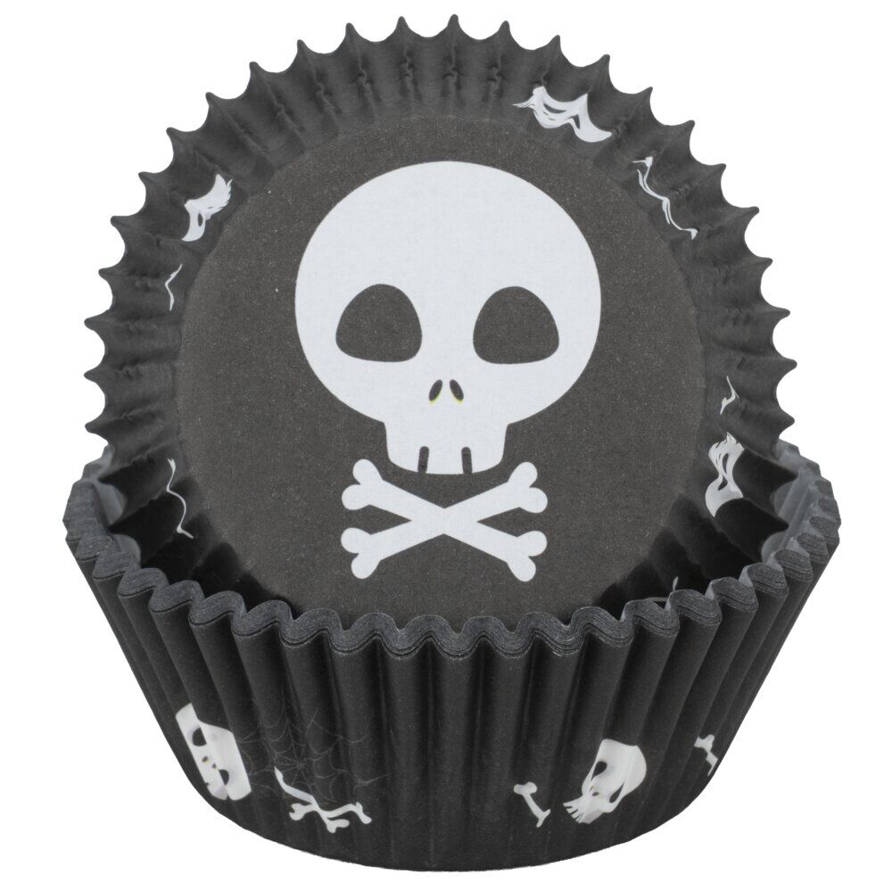Caissette à muffin Halloween x150 papier décoré orange et noir