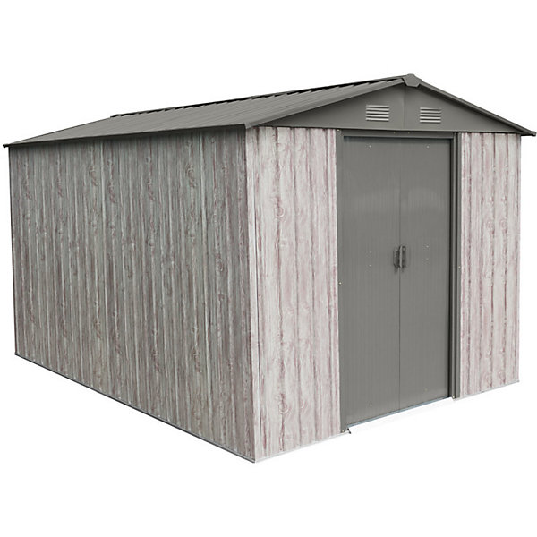 Abri de jardin métal beige 7,15m² avec porte coulissante et kit d'ancrage X-Metal