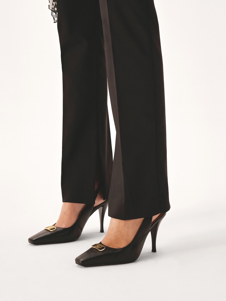Black slingback pumps with slim square nose