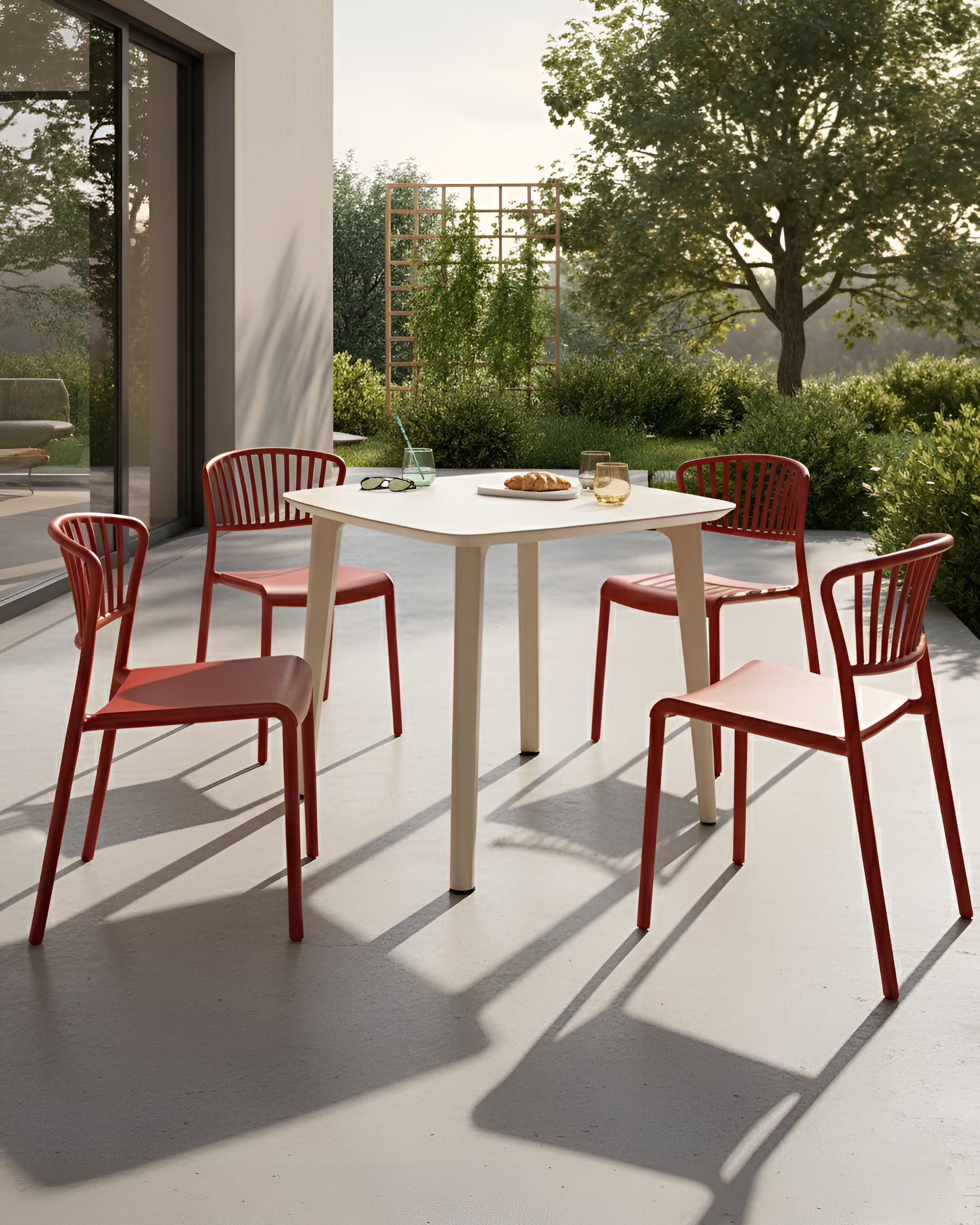 Set of 4 Garden Chairs GELA Red
