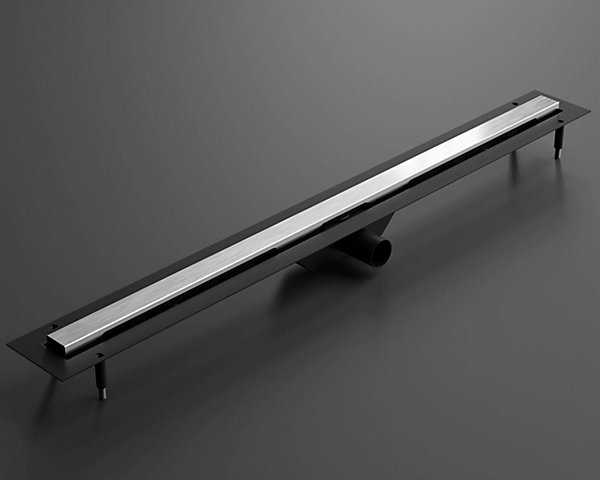 Caniveau Ilcom LINpour drain de douche en acier inoxydable Argent satiné - 90cm x13cmx5cm