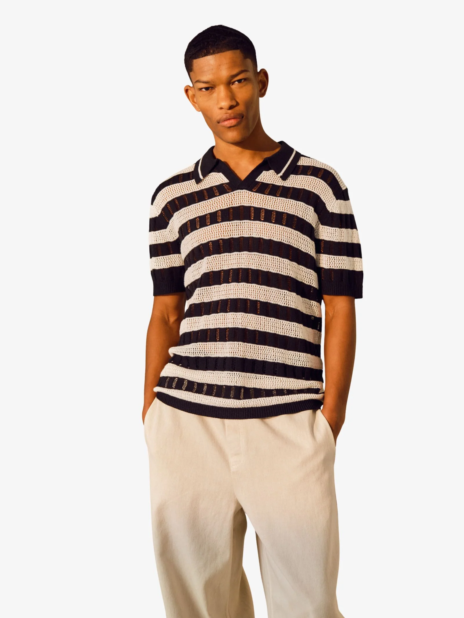 Ladder Stitch Crochet Polo Shirt