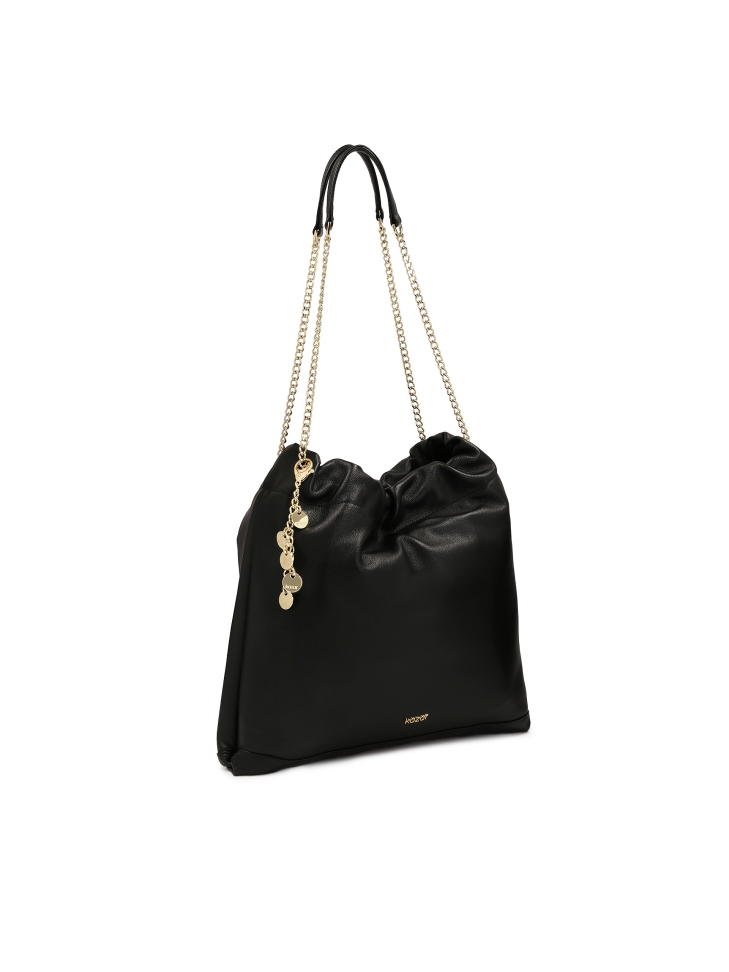Loose black bag-shaped handbag