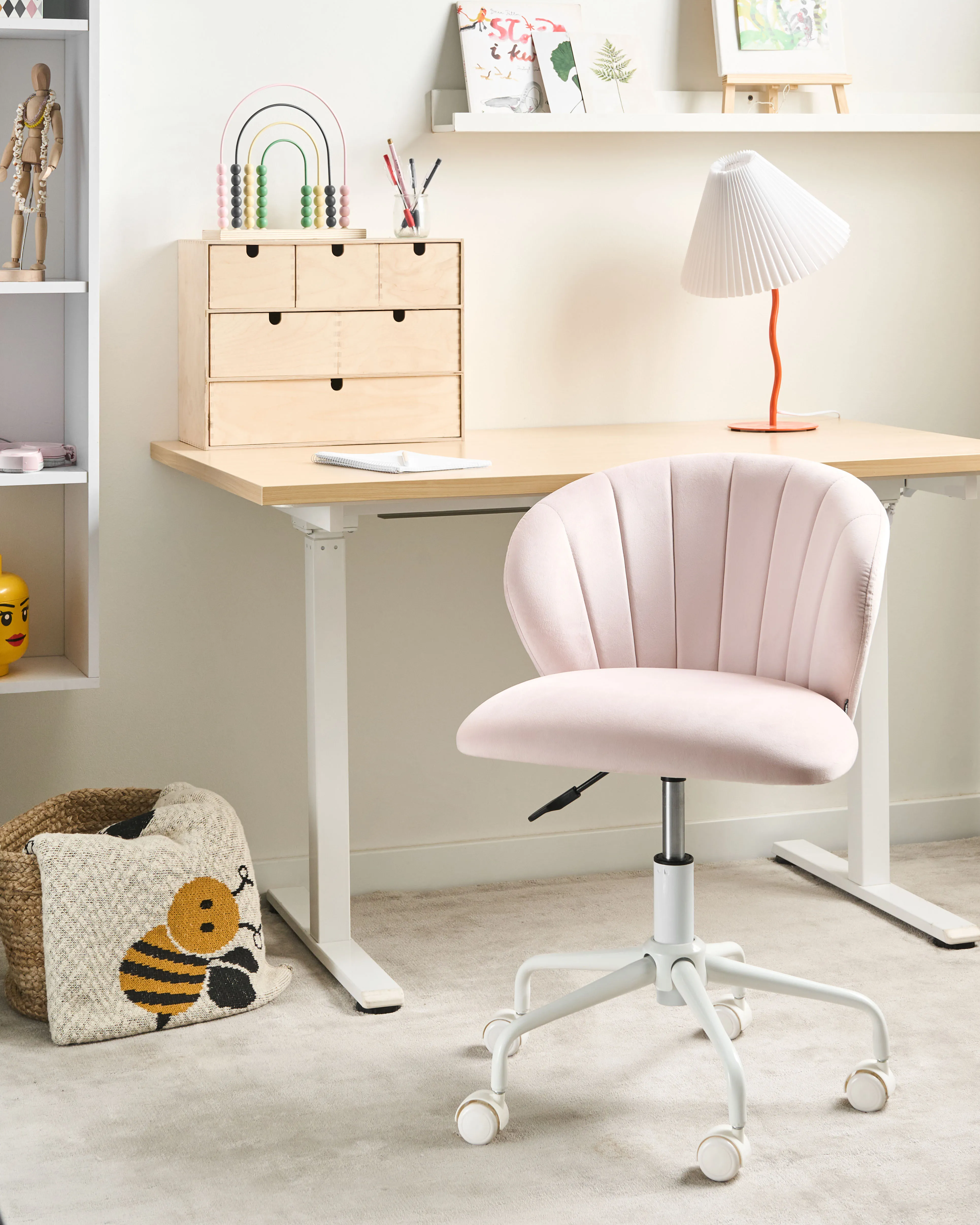 Desk Chair CHEERFUL Velvet Pastel Pink