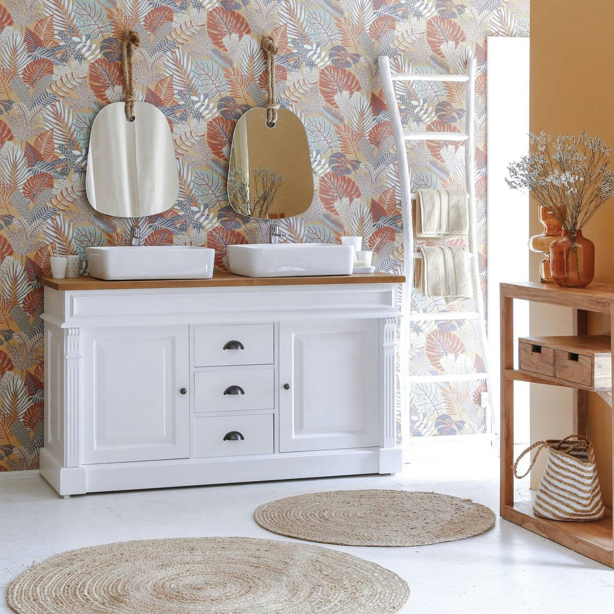 MANEL - Meuble sous vasque en bois blanc 150 cm