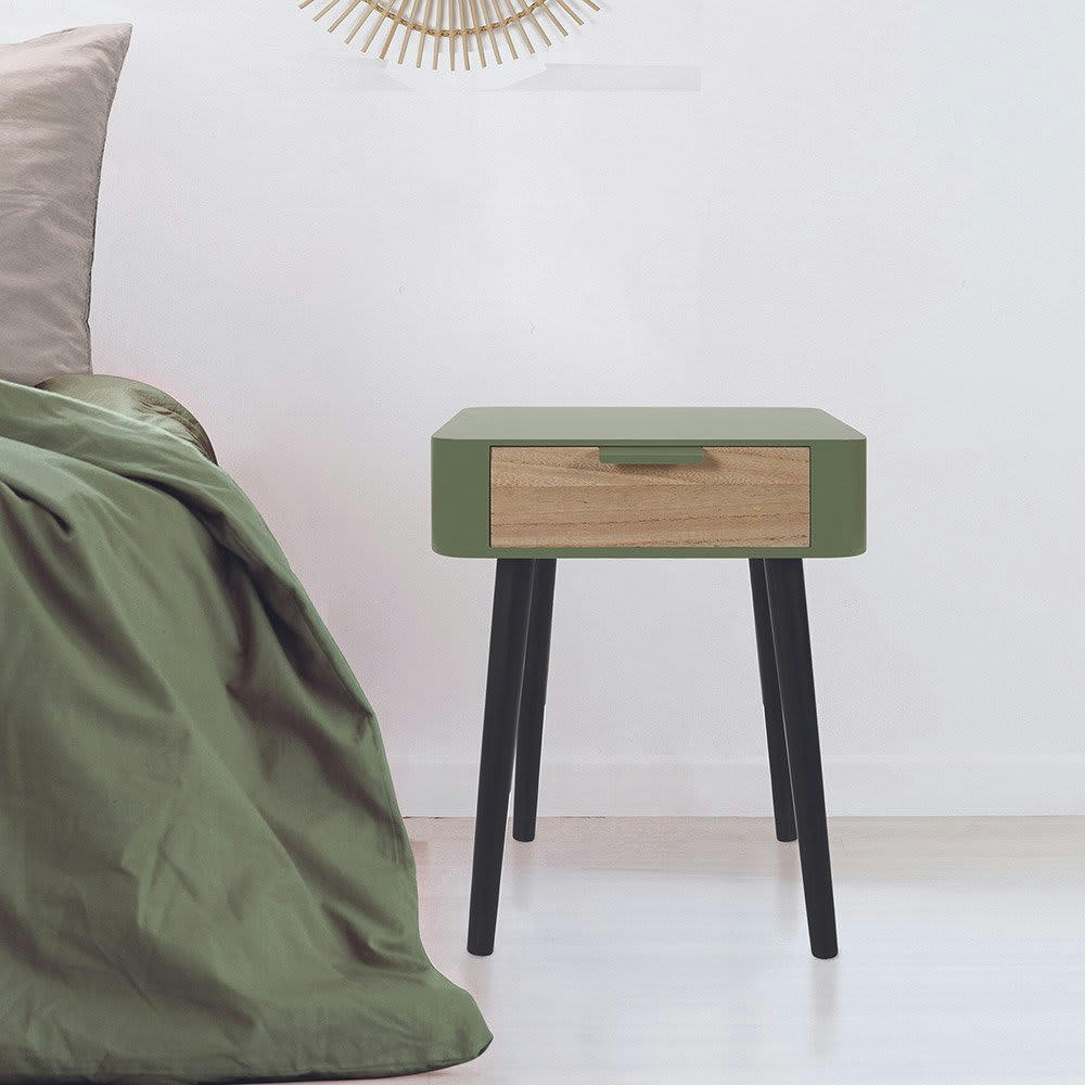 - Table de chevet 1 tiroir bois vert
