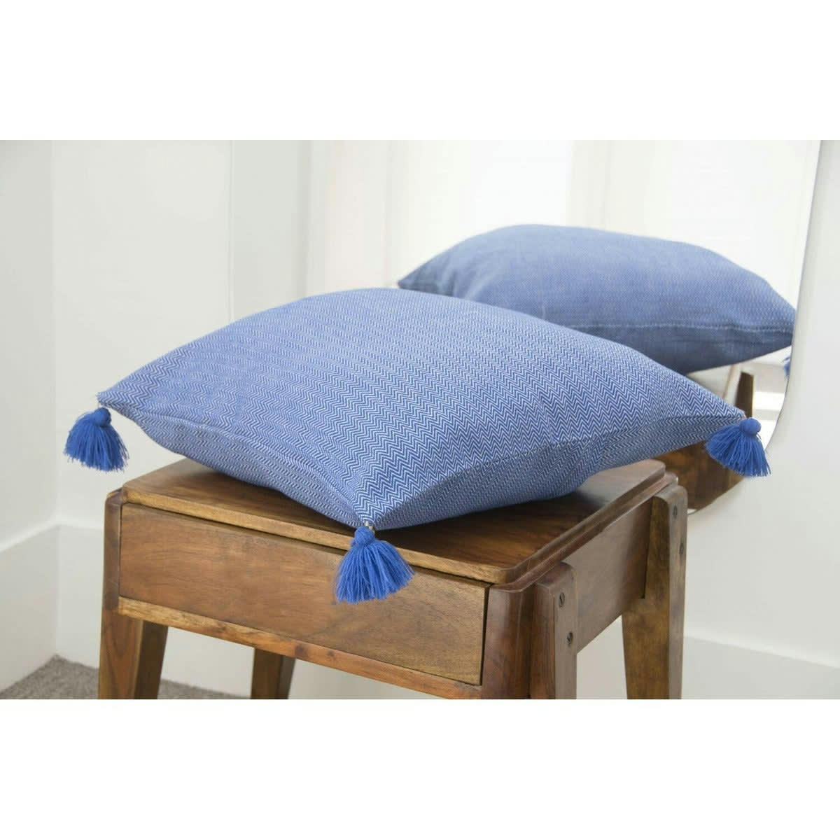 STOCKHOLM - Housse de coussin carré coton  50x50 bleu grec