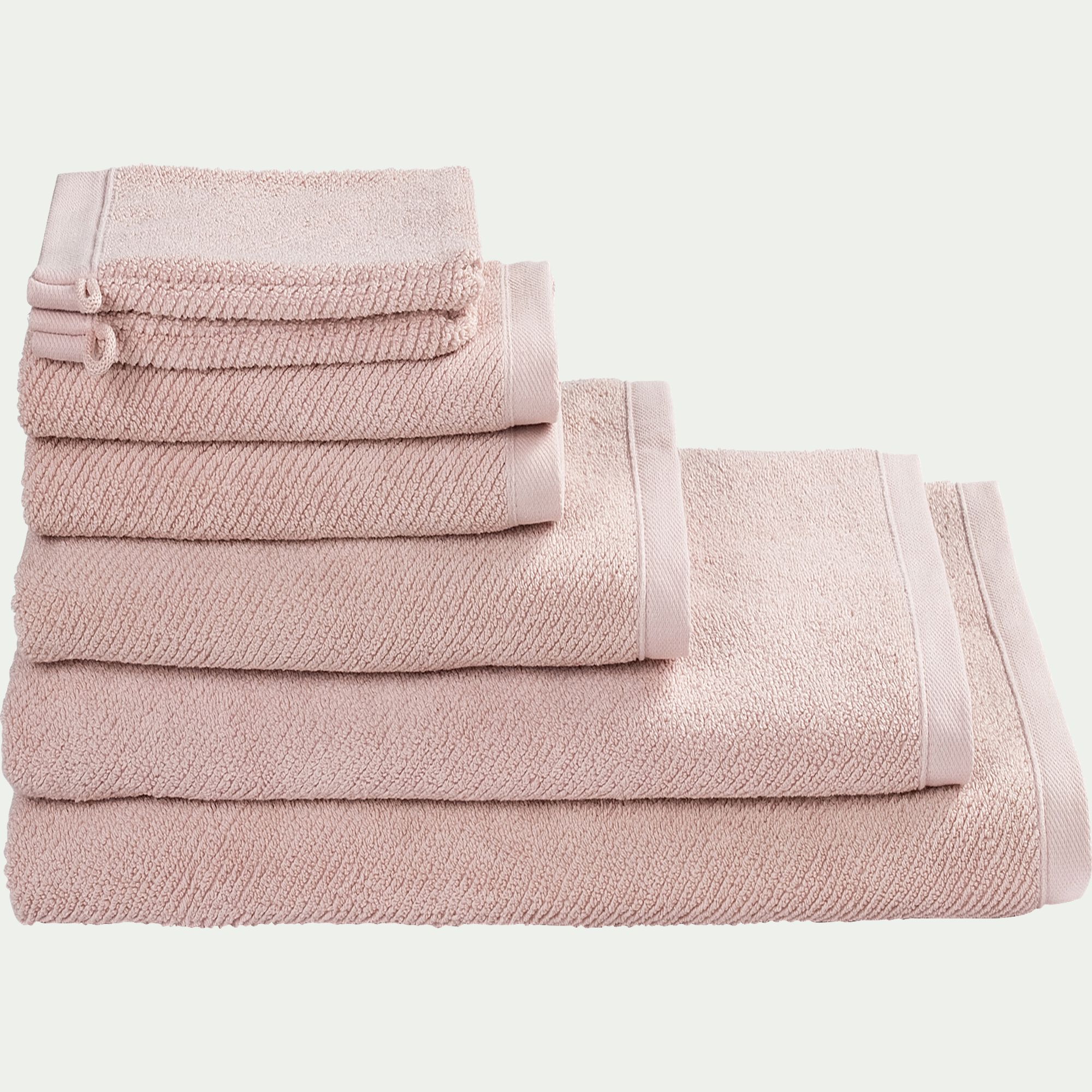 COLINE - Lot de 2 gants de toilette en coton bio - rose rosa 16x21cm