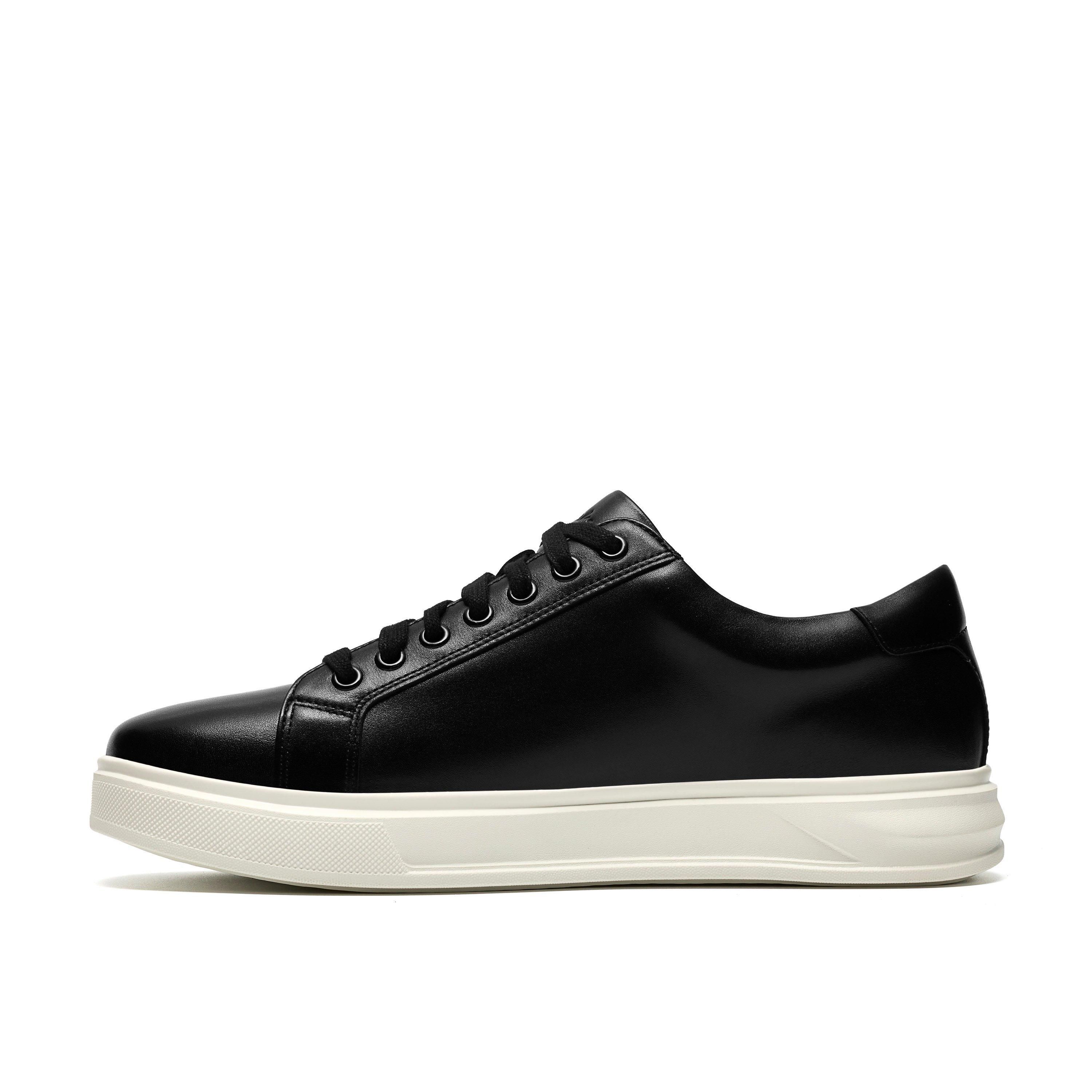 Clarks Goswell Tie Black Leather Trainers,Lace Up