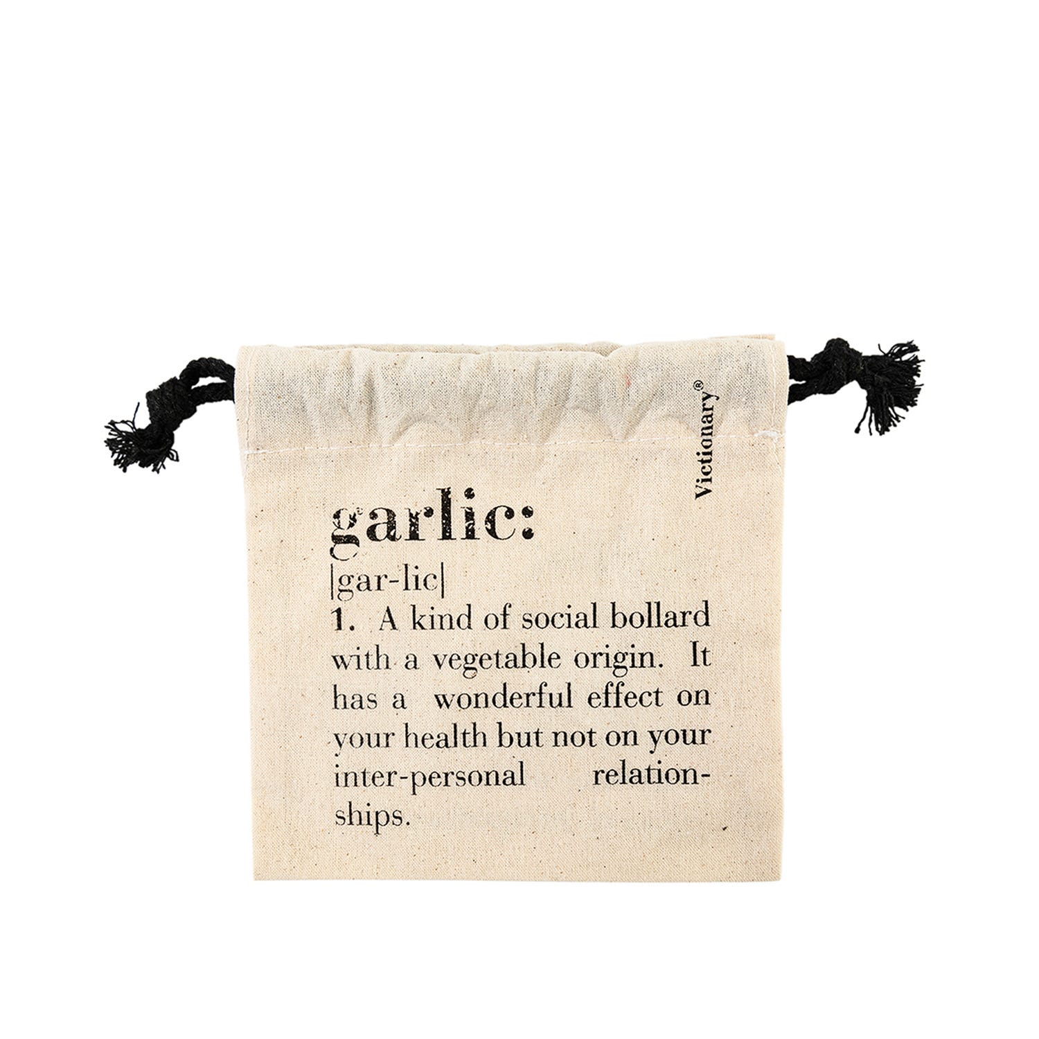 Sacchetto aglio con scritte in cotone Victionary