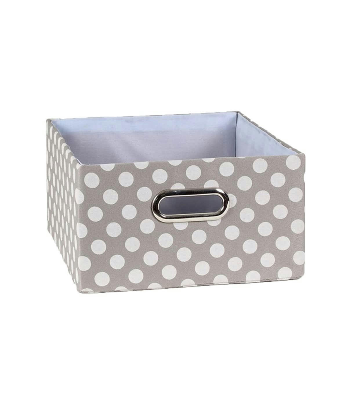 - Tiroir tissu gris pois blanc