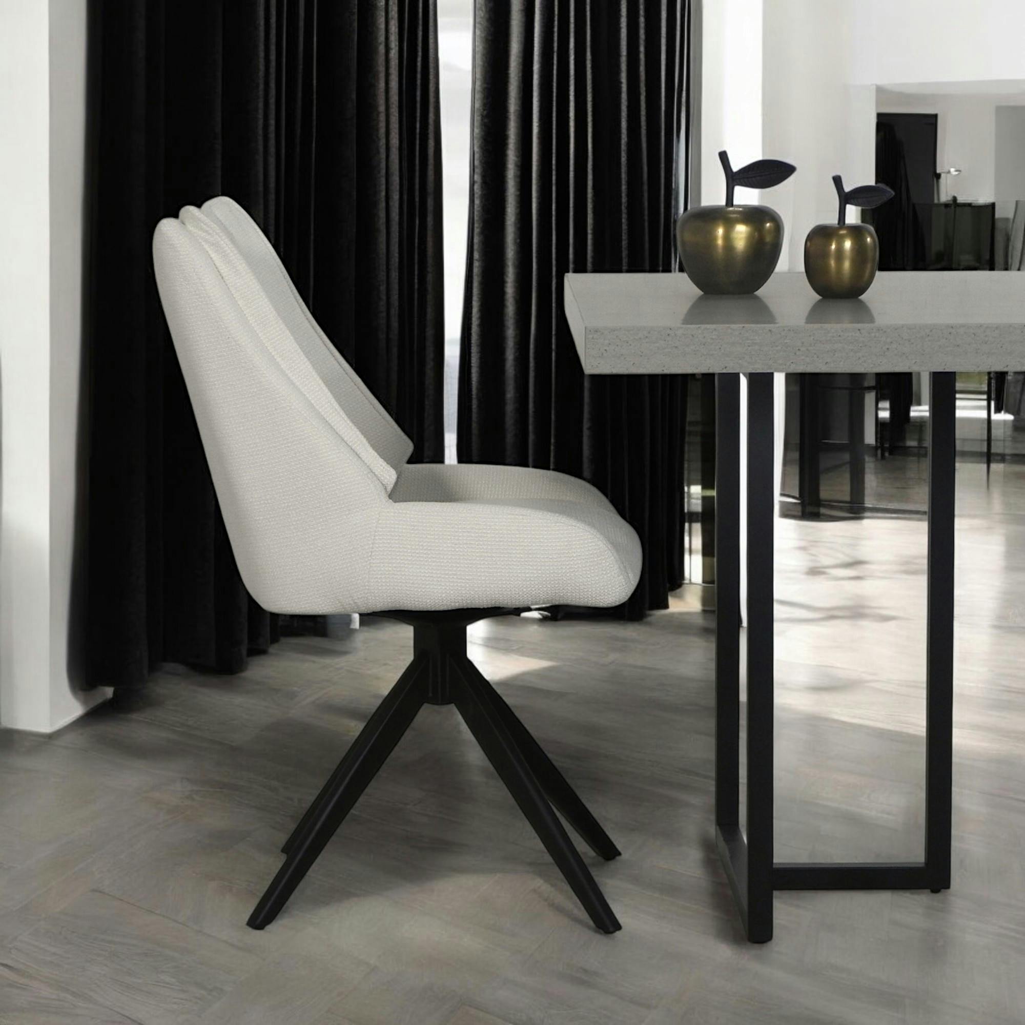 Chaise blanche pivotante en velours texturé (lot de 2) IENA