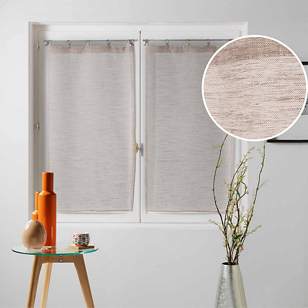Paire droite anneaux 2 x 60 x 90 cm voile tisse milza Beige