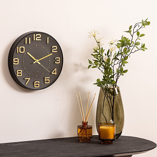 Horloge relief Doris noir D30cm - Atmosphera