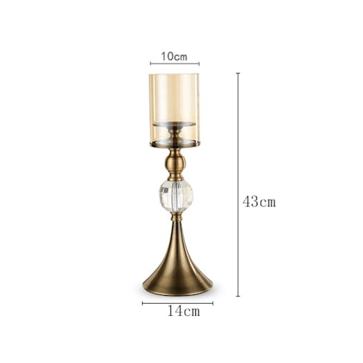 SOGA 43cm Glass Candle Holder Candle Stand Glass/Metal