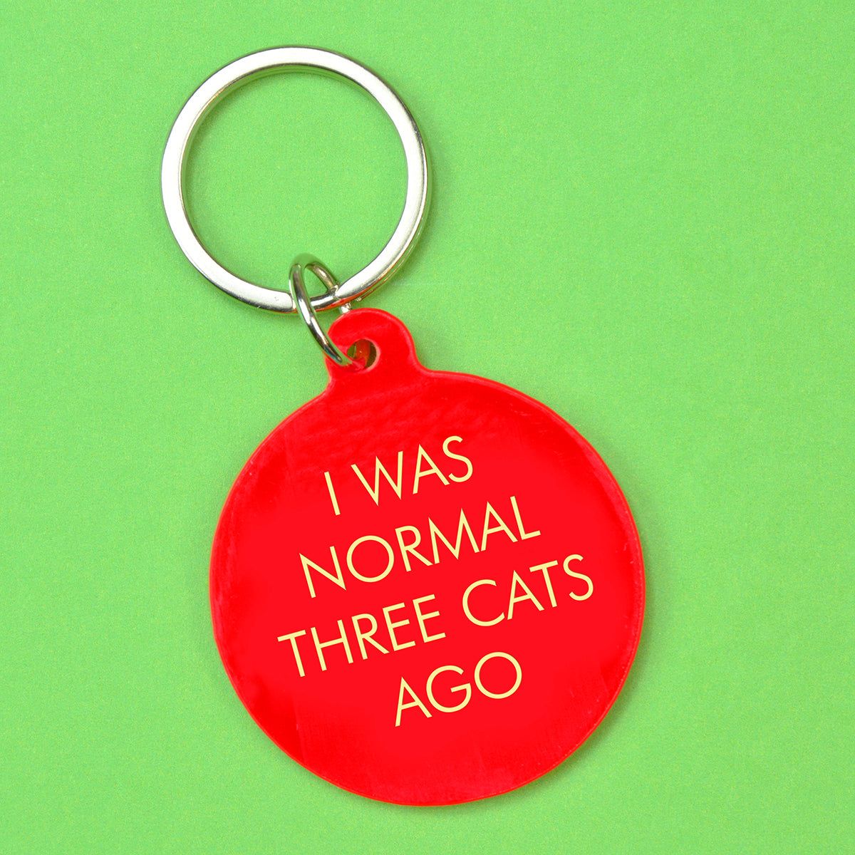 Flamingo Candles I Was Normal Three Cats Ago Keyring