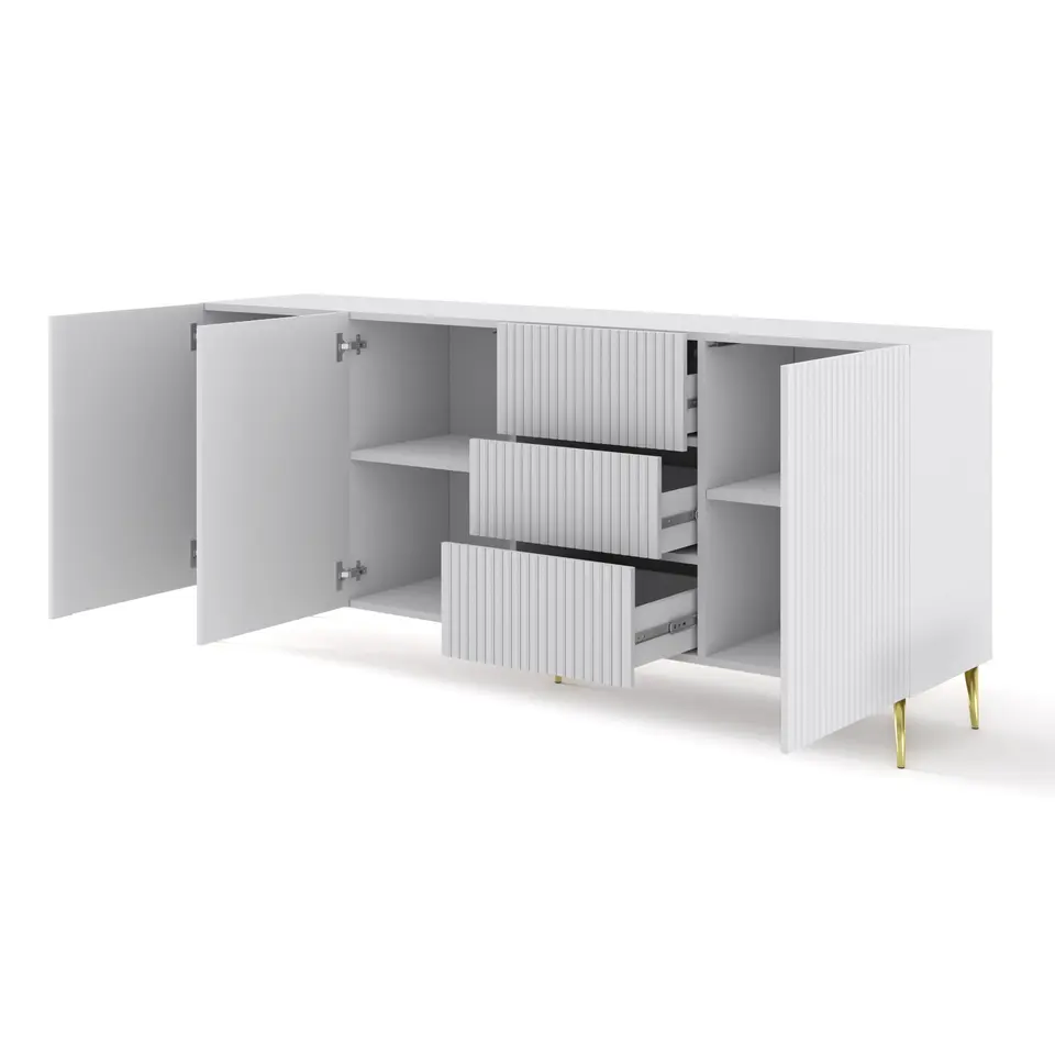 Ravenna B dressoir ladekast 200 3D3S gefreesd MDF folie mat