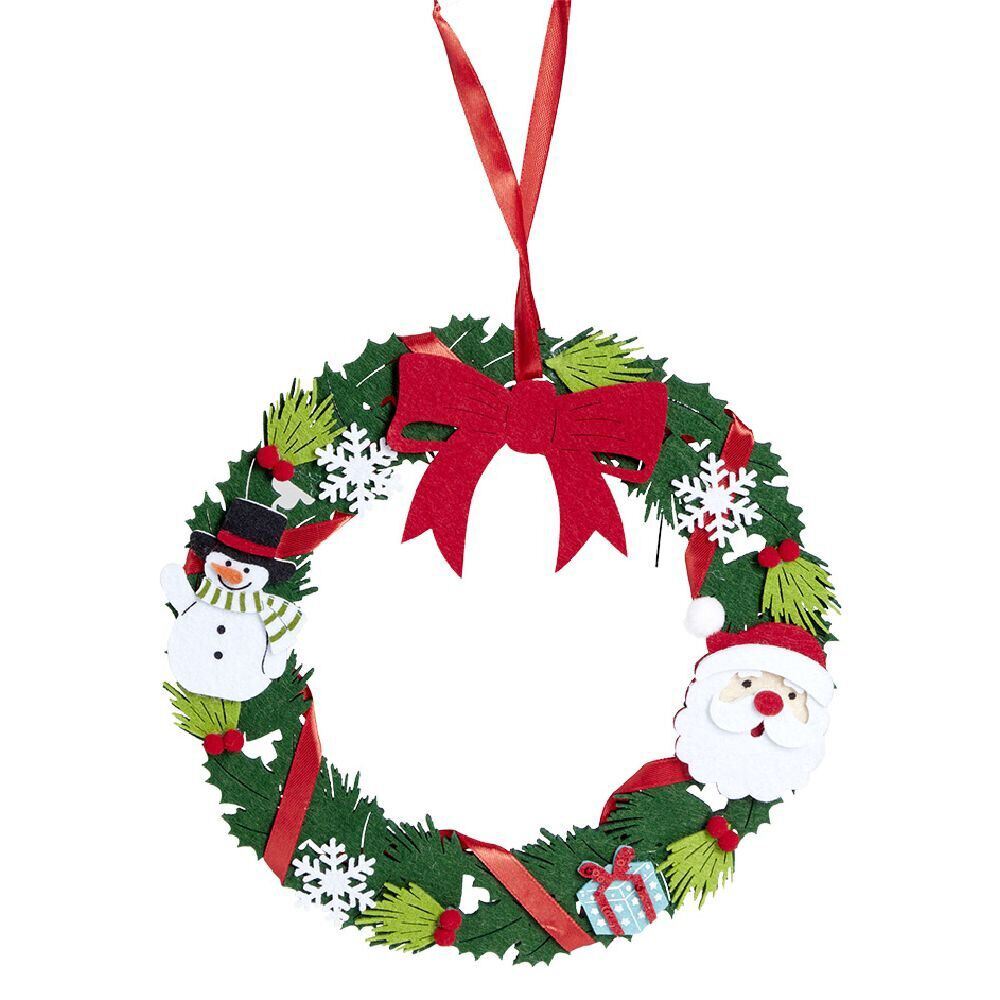 Couronne No&euml;l feutrine à suspendre H25 cm