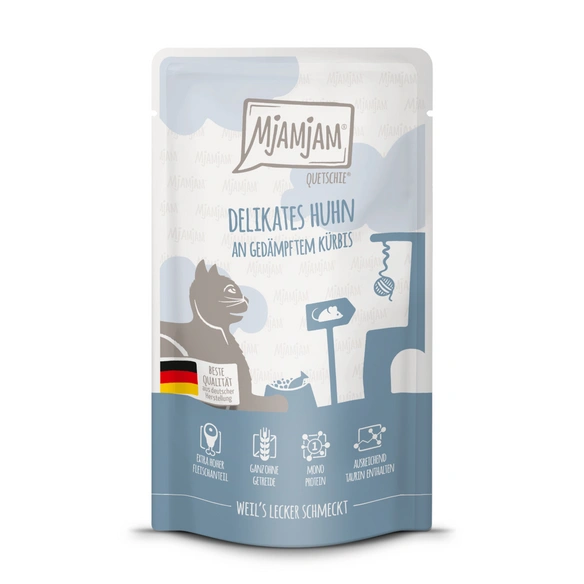 Katzen-Nassfutter »Quetschie - delikates Huhn an gedämpftem Kürbis«