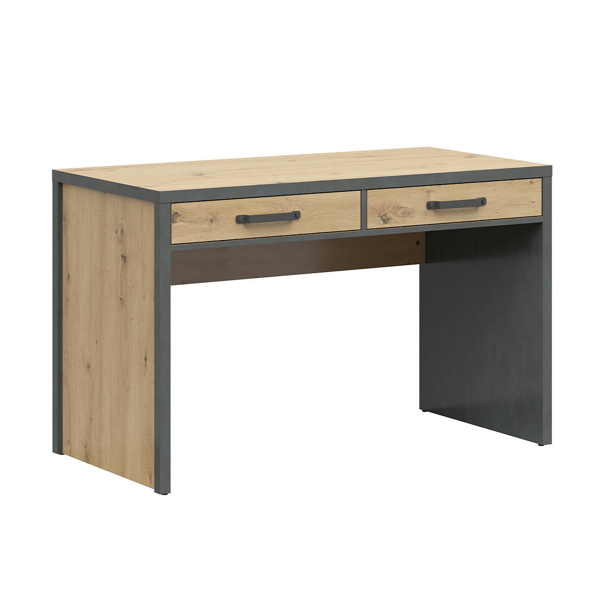 - Bureau 2 tiroirs stratifiés naturel et gris