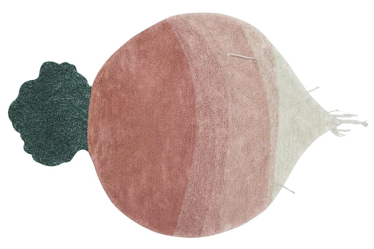 OLIETCAROL - Tapis coton enfant Radis rose 100x150cm