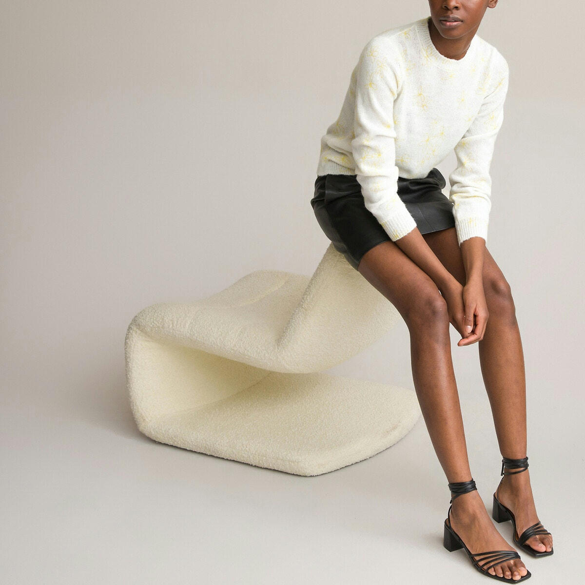 Pull col rond manches longues, imprimé fleur