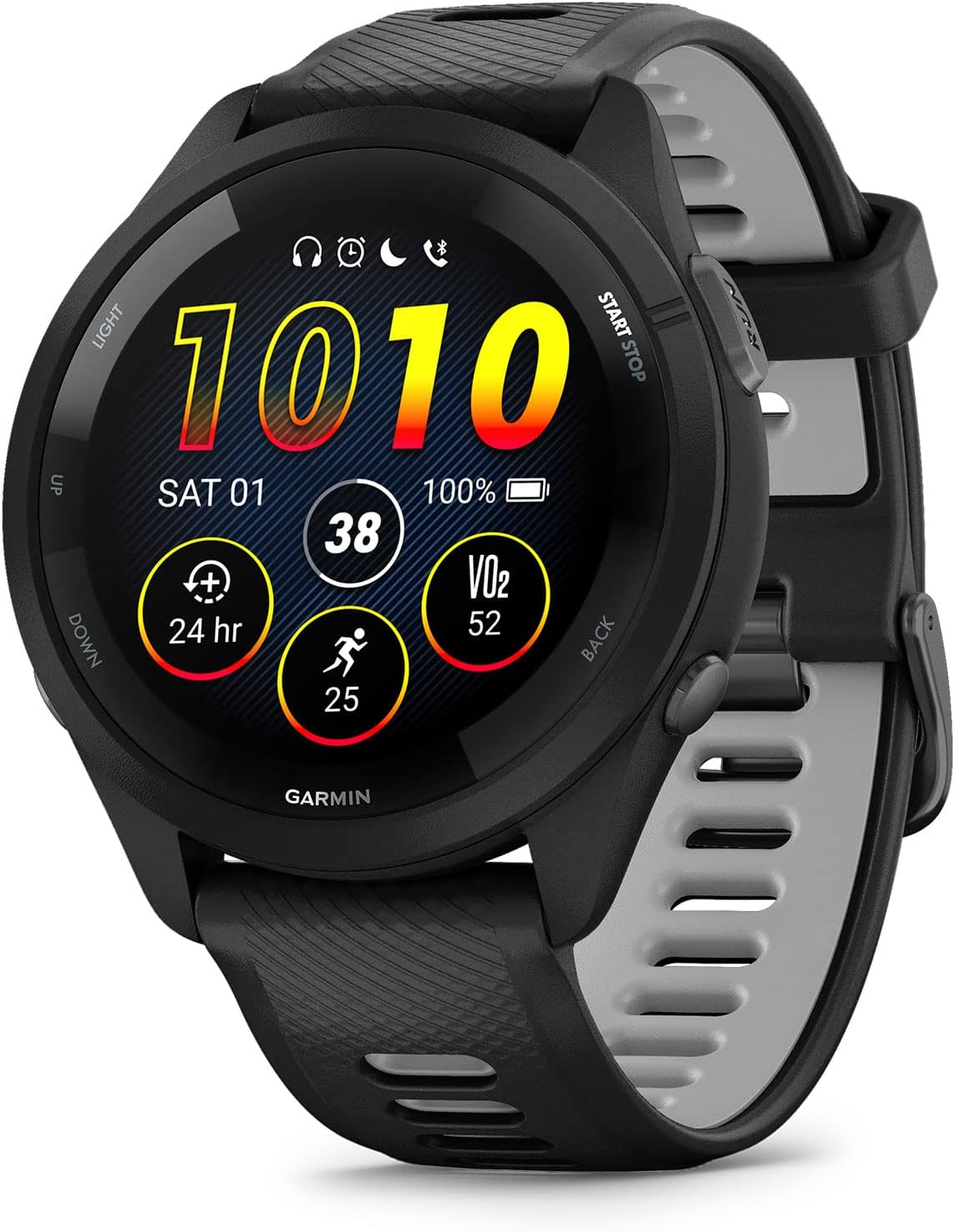 Garmin Forerunner 265 Running Smartwatch  Colorful AMOLED Display  Training Metrics and Recovery Insights  Black and Powder Gray (Renewed)