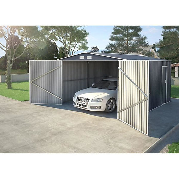 Garage en métal 16 m² - Avec kit d'ancrage inclus 3,80 m x 4,20 m