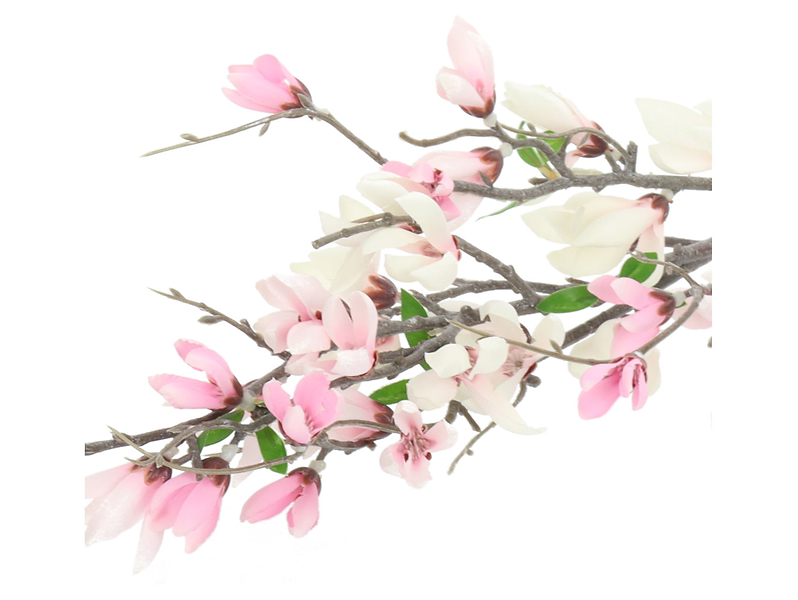 Gałązka magnolii 93 cm biało-różowa