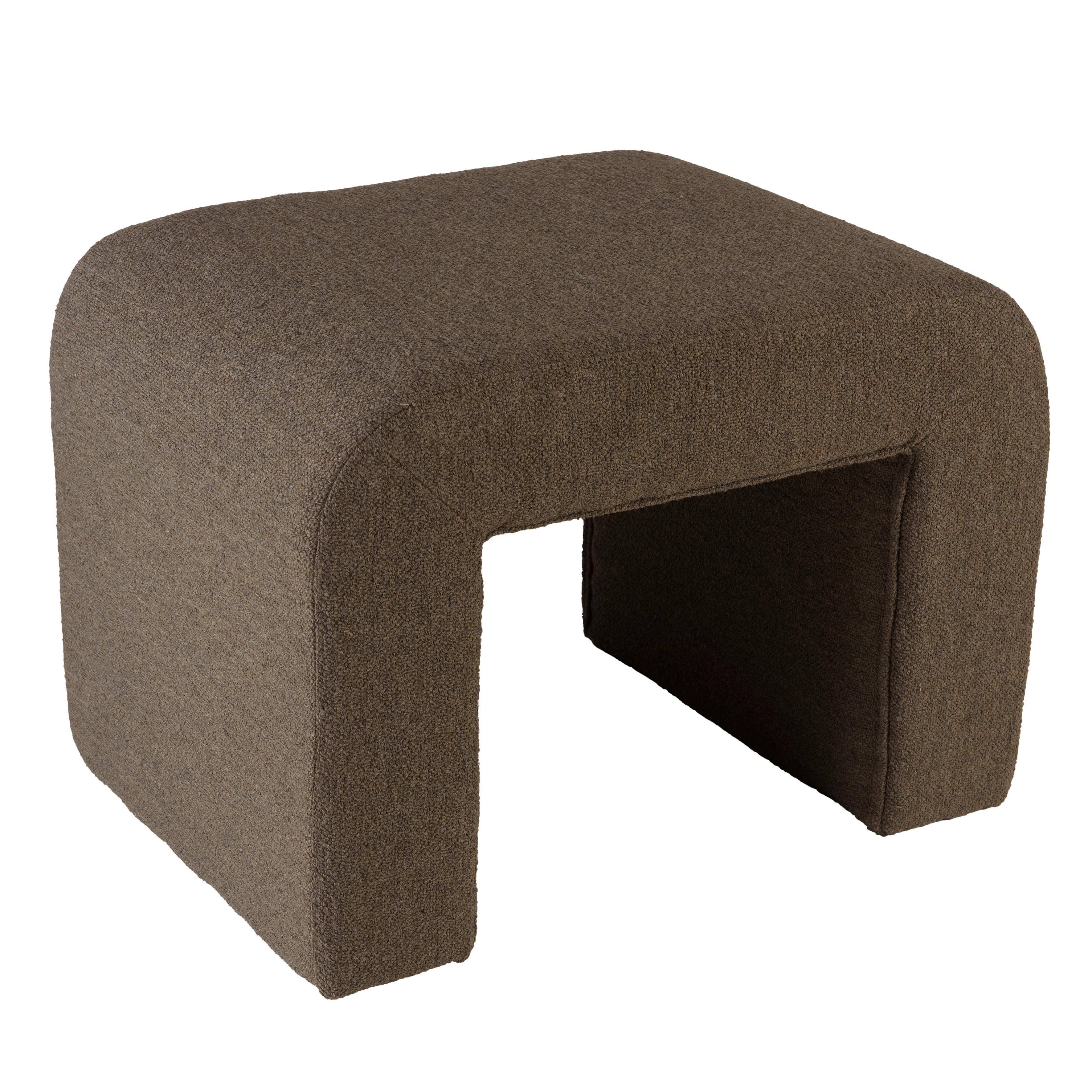 Pouf en tissu petite bouclette taupe foncé COLOMBUS
