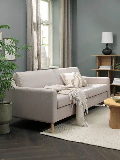 Sofa HELLERUP 3-pers. beige stof/natur eg
