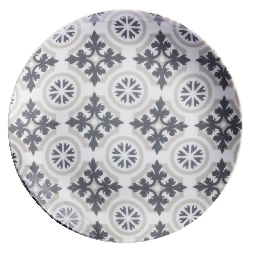 Assiette à dessert carreau de ciment gris Ø19cm