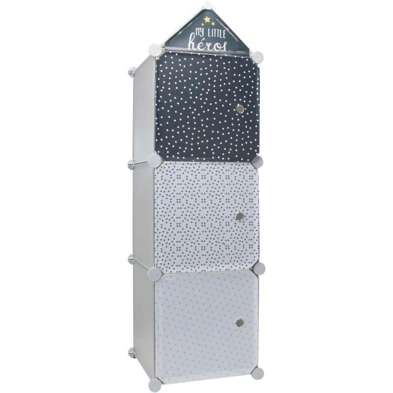 - Rangement enfant 3 cubes modulables 30x30 bleu et gris