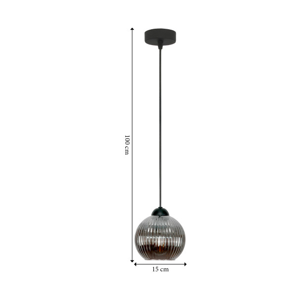 Lampa wisząca zwis EDYLIT loft klosz grafit 1xE27 SFERA 15-055
