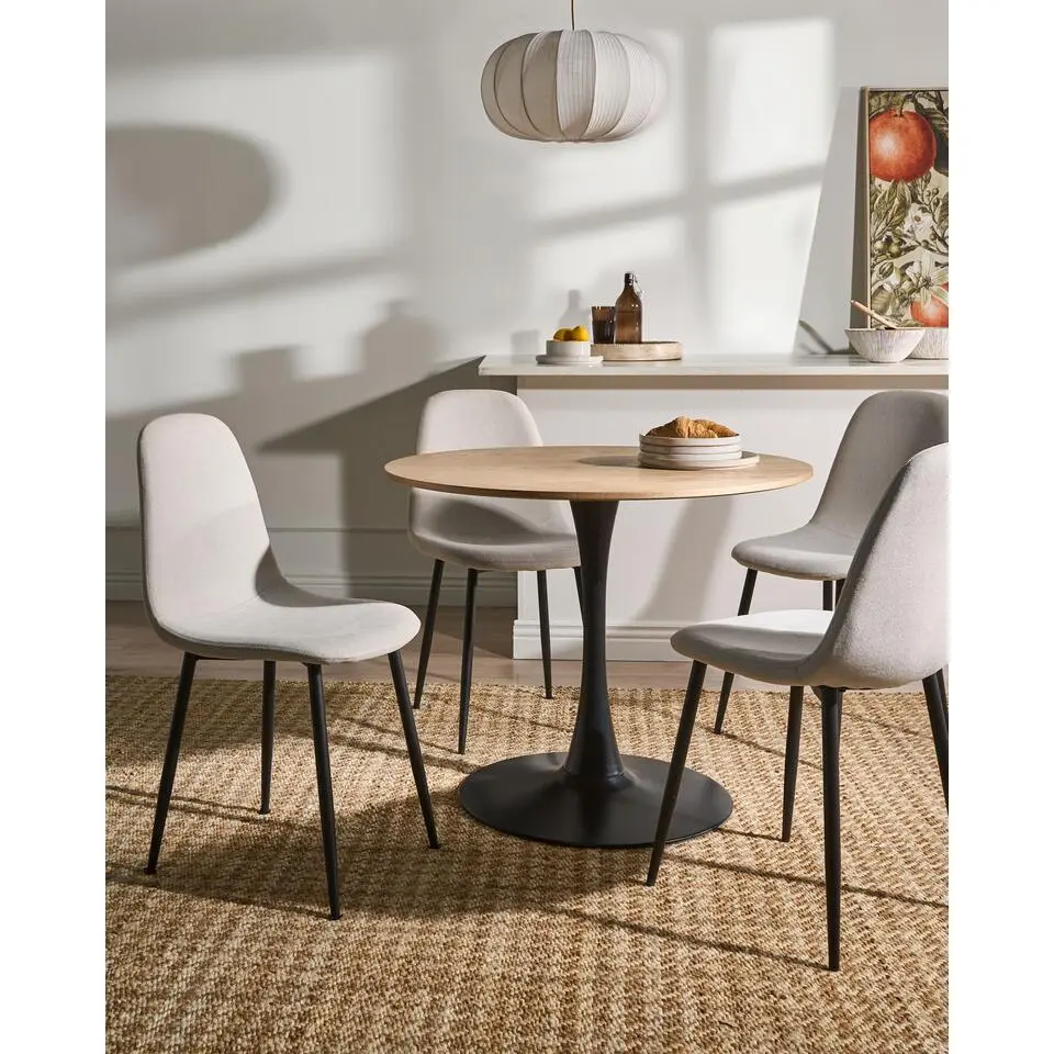 CRANDALL - Eetkamerstoel set van 4 - Lichtbeige - Polyester