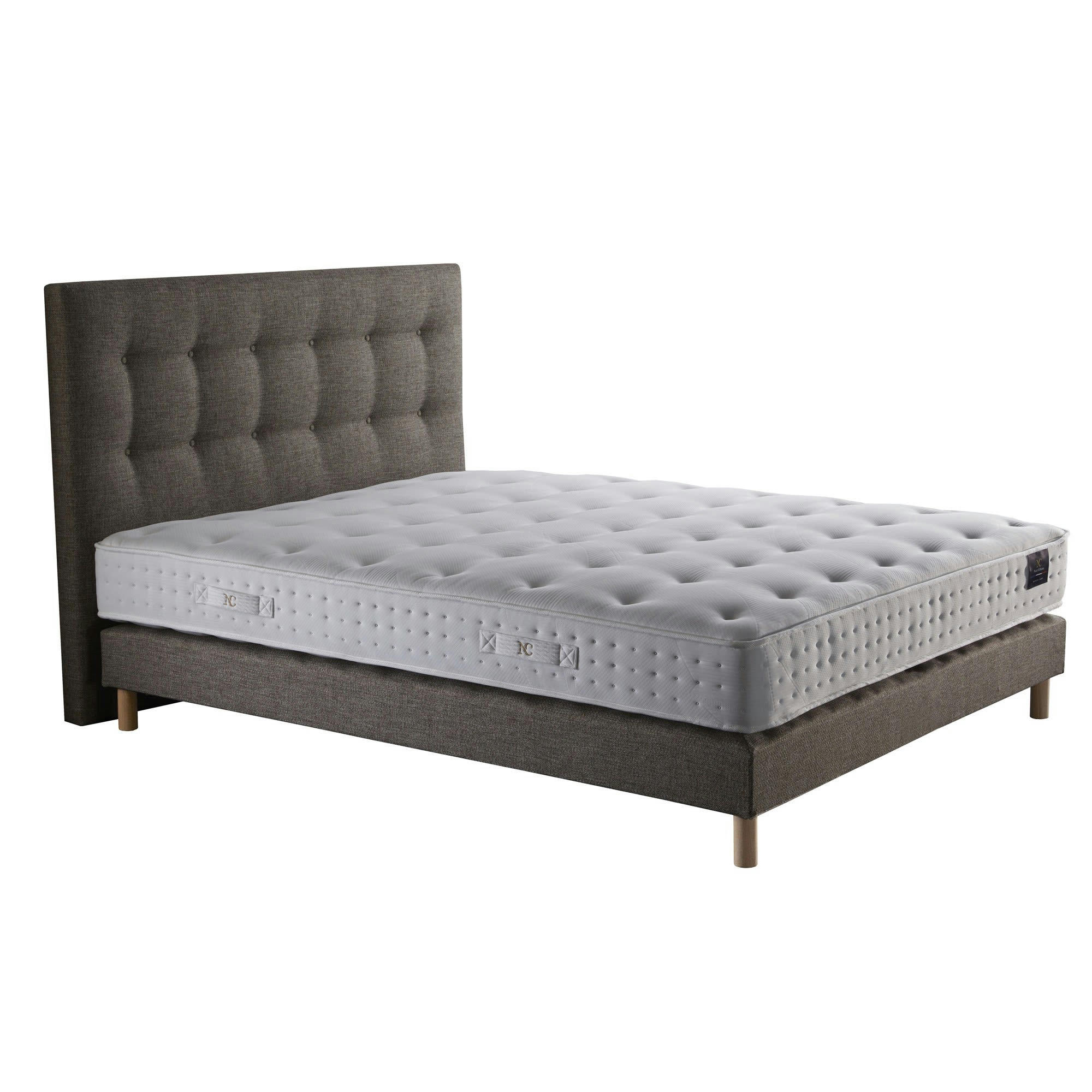 CLARTE - Ensemble tête de lit Matelas latex naturel Sommier Camel 160x200