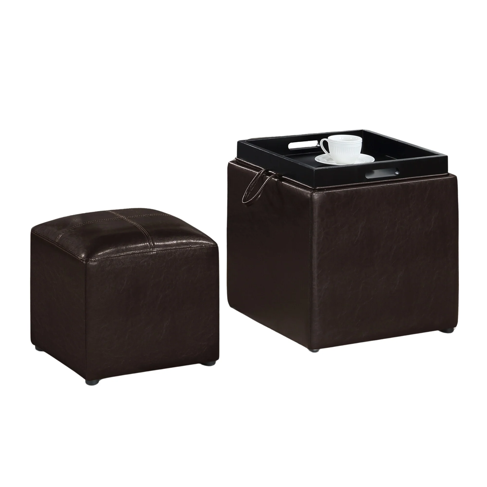 Convenience Concepts Designs4Comfort Park Avenue Single Ottoman with Stool and Reversible Tray